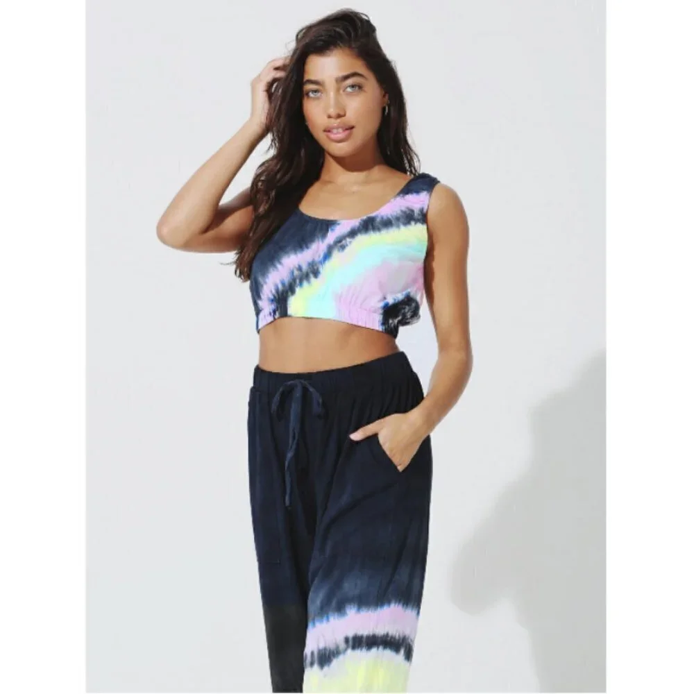 💕ELECTRIC & ROSE💕 Linda Crop Top ~ Onyx Lavender Glow Tie Dye Pattern XS NWT - Picture 5 of 14
